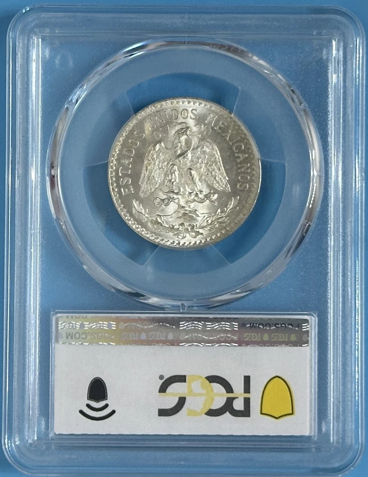 Moneda de plata México 1943 - M 50 centavos ChBU sin circular sin circular graduación profesional MS 67 KM# 447 Foto 2 de 2