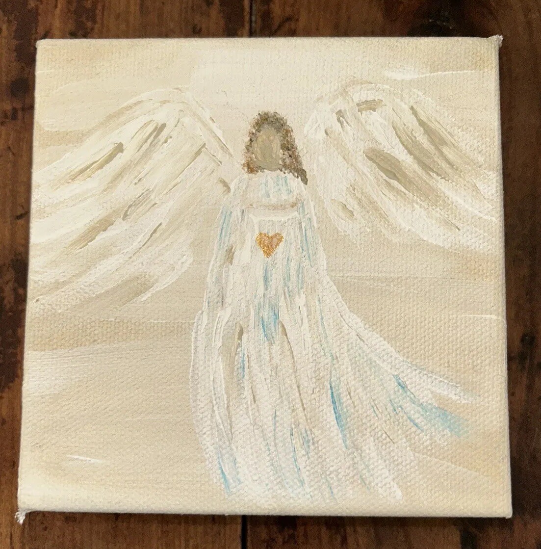 Original Faceless Angel Holding Heart Acrylic/Oil Canvas 5”sq | eBay