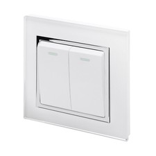 Retrotouch 2 Gang 1 or 2 Way 10A Rocker On/Off Light Switch White Glass CT 00211