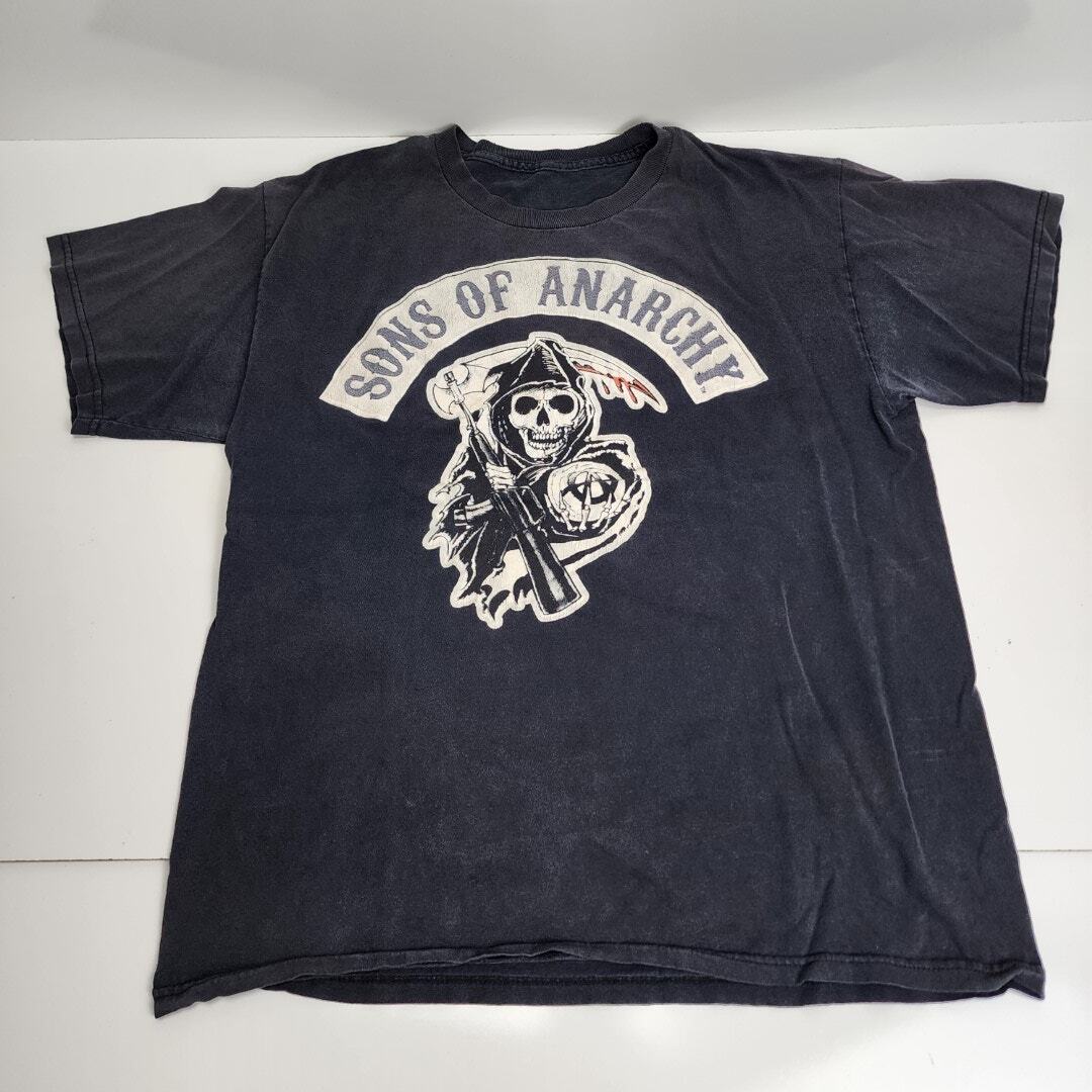 Sons of Anarchy TV Series Grim Reaper Black Short Sleeve Tee Shirt Men's Size L