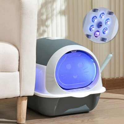 LIFELOOK Large Cat Litter Tray Box Self Cleaning Hooded Pan Deodorizer UV Sterilization