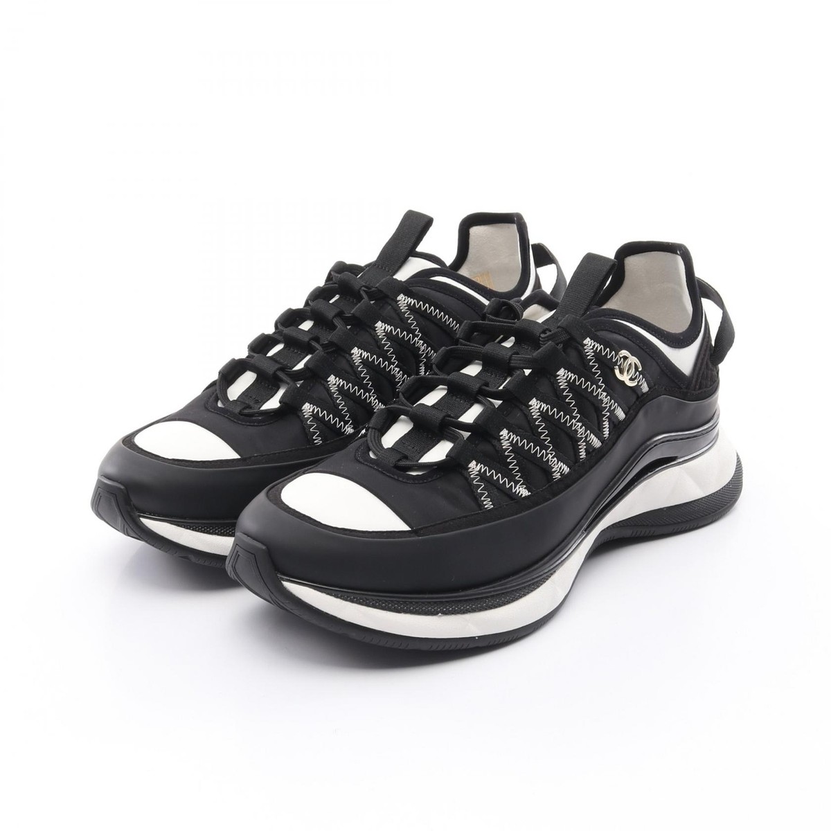 CHANEL COCO Mark sneakers shoes G46010 leather Fabric Black