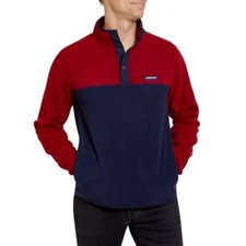 Lands' End Men's Polar Fleece Pullover Color: Navy/Red, Size: L 