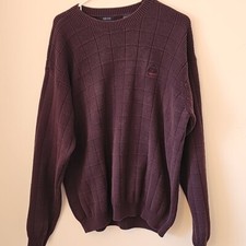 Izod Mens Sweater Size L Large Purple Pullover Vintage Long Sleeve VG Condition