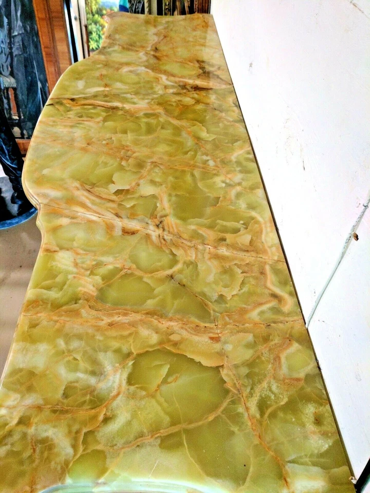 Antigua consola francesa de hierro desplazado estilo rococó W61" mármol ónix se fija a la pared Foto 4 de 4