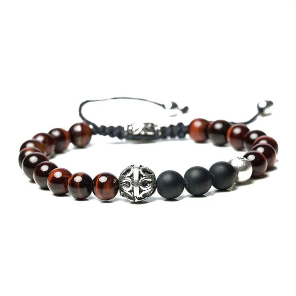 Bracciale Macramè GERBA BLACK TIGER 318 con Pietre Naturali e Argento 925 - Immagine 2 di 3