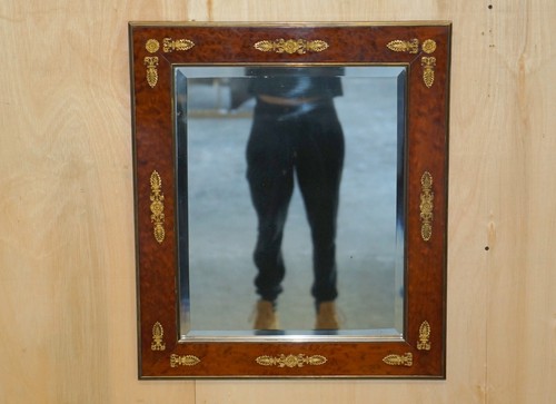 SUBLIME ANTIQUE 1860 BURR WALNUT & GILT BRASS LOUIS XVI FRENCH EMPIRE MIRROR - Picture 2 of 18