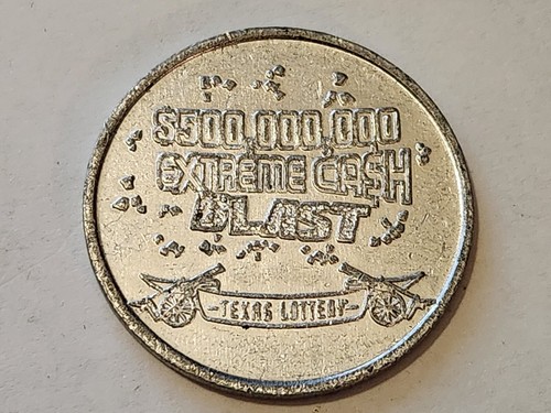 Texas Lottery Ticket Scratcher Large Aluminum Token - 500M Extreme Cash Blast - 第 1/2 張圖片