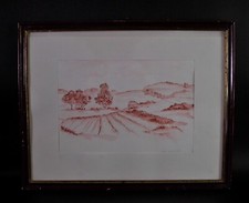 Acquerello paesaggistico GERAS Bassa Austria - monogrammato E.W.