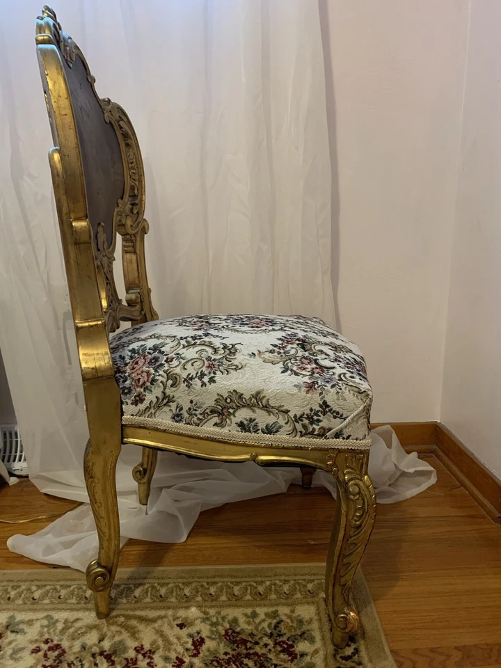 Уникальный антикварный боковой стул 18 века из золота 18 карат с ручной росписью - Изображение 2 из 4