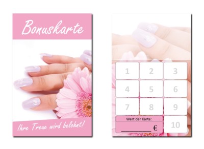 100 Stück Bonuskarten Nagelstudio Rosa Treuekarten Kosmetik Wellness (BOK-421)