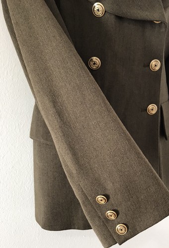 JEAN PAUL JACKET VINTAGE KHAKI MILITARY STYLE DOUBLE BREAST FITTED SIZE 10 U.K. - Picture 5 of 12