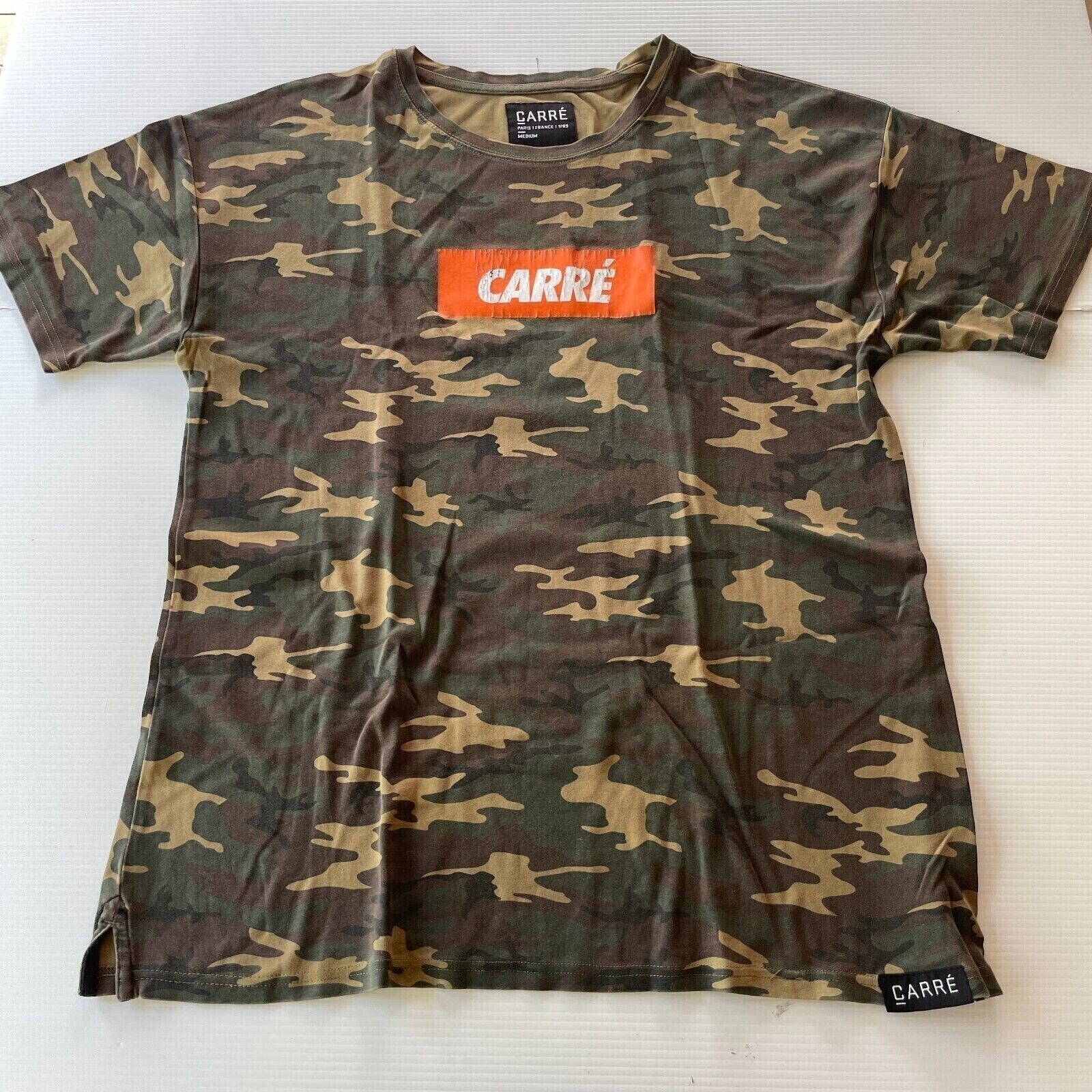 Camouflage Logo Tee Men Size M Green Streetwear Casual Fit  