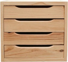 Cassettiera legno Naturale Astigarra Massello Verniciabile 4 Cassetti 39X30X37