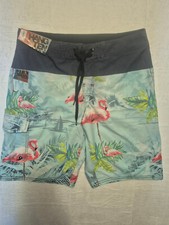 NWT Hang Ten Swim Shorts Flamingos Beach Summer Resort Retro Style Sz 34
