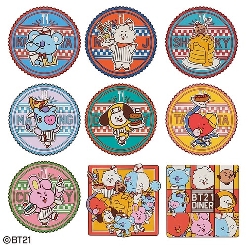 BTS BT21 Ichiban Kuji Diner 2022 Prize L Untersetzer alle 9 Typen Set NEU aus Japan - Bild 1 von 2