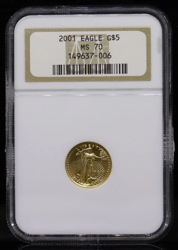 2001 $5 1/10oz Eagle Gold Coin NGC MS70