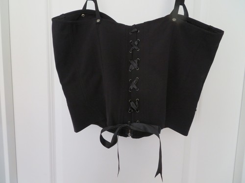 NWOT NEW BISOU BISOU 14 Black Bustier Corset Top Satin Ties in Back Zipper Front - Picture 6 of 8