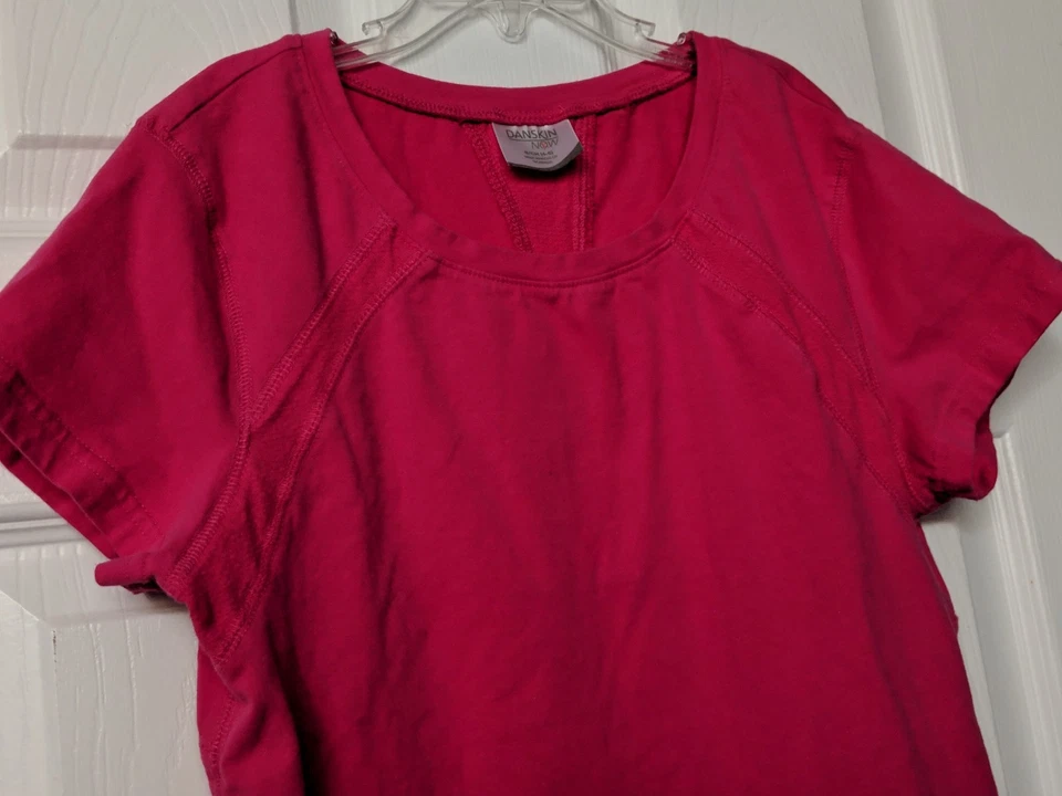 Camiseta Top Danskin Now Para Mujer S Pequeña 4-6 Rosa Caliente Raglán Manga Corta Foto 4 de 4