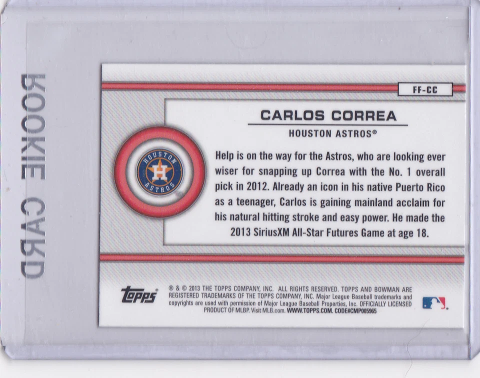CARLOS CORREA ROOKIE CARD Bowman Mini RC Future of the Franchise HOUSTON ASTROS! - Image 2 of 2