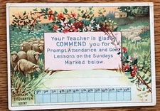 Religion Lesson Card New York NY Teacher Commend Antique Original 1897 Original