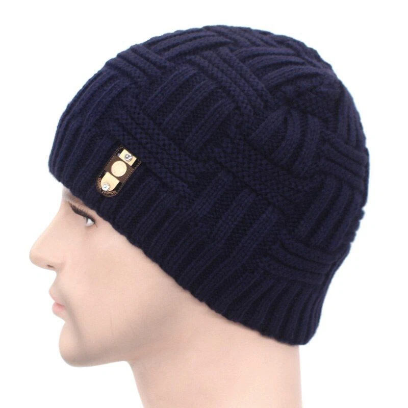 Cálido Gorro Grueso - Invierno Tejido Gorro Sombreros Hombres Prendas para la Cabeza Accesorios 1 pieza Foto 4 de 4