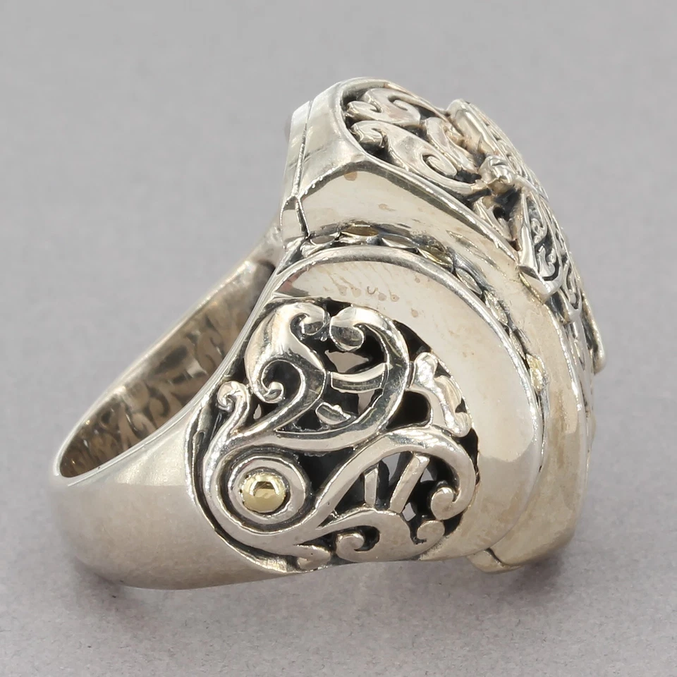 Phillip Gavriel Sterling Silver & 18K Gold Dragonfly Open Scroll Ring Size 6.75 - Image 3 of 4