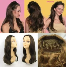 23" LONG 3/4 CAP FALL BOB STYLE STRAIGHT HAIR HALF WIG W/COMB HAIRPIECE MELANIE