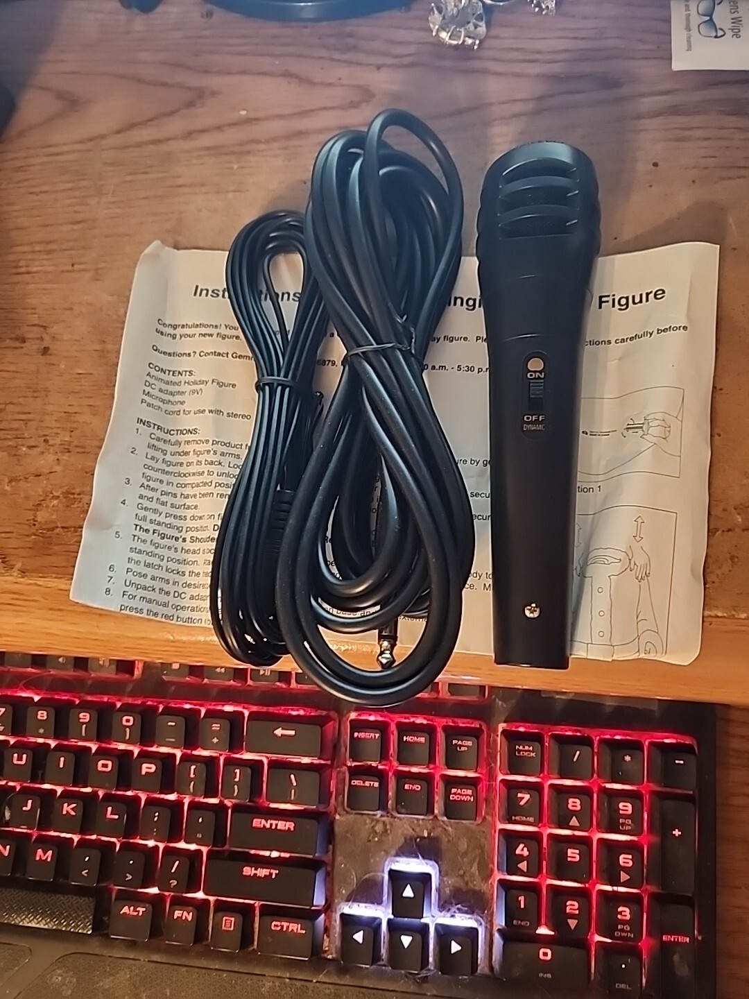 Gemmy 5 ft Singing Dancing Santa Replacement Microphone w Cords