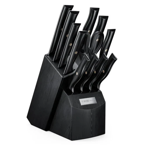 YATOSHI ONYX 13 PIECE BLACK KNIFE BLOCK W/ TITANIUM COATING