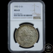 1902 O Morgan Silver Dollar NGC MS63 Gorgeous Toning