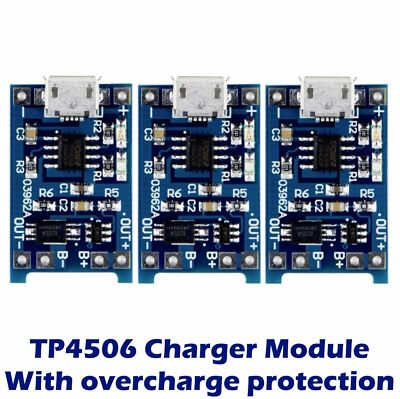3x 18650 Lithium Battery TP4056 Charging Module Board Charger with ...