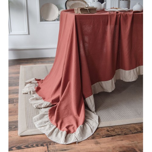Tablecloth Ruffle Table Cloth Cover Rectangle Round Dining Party Decor - Picture 17 of 43