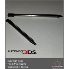 2x Nintendo 3DS Retractable Stylus Metal/Black 🕹 CTR-004 - free postage