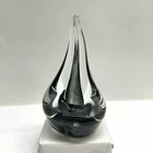 VTG Murano Glass Black Sommerso Teardrop Flame Figurine Ashtray Paperweight Vase