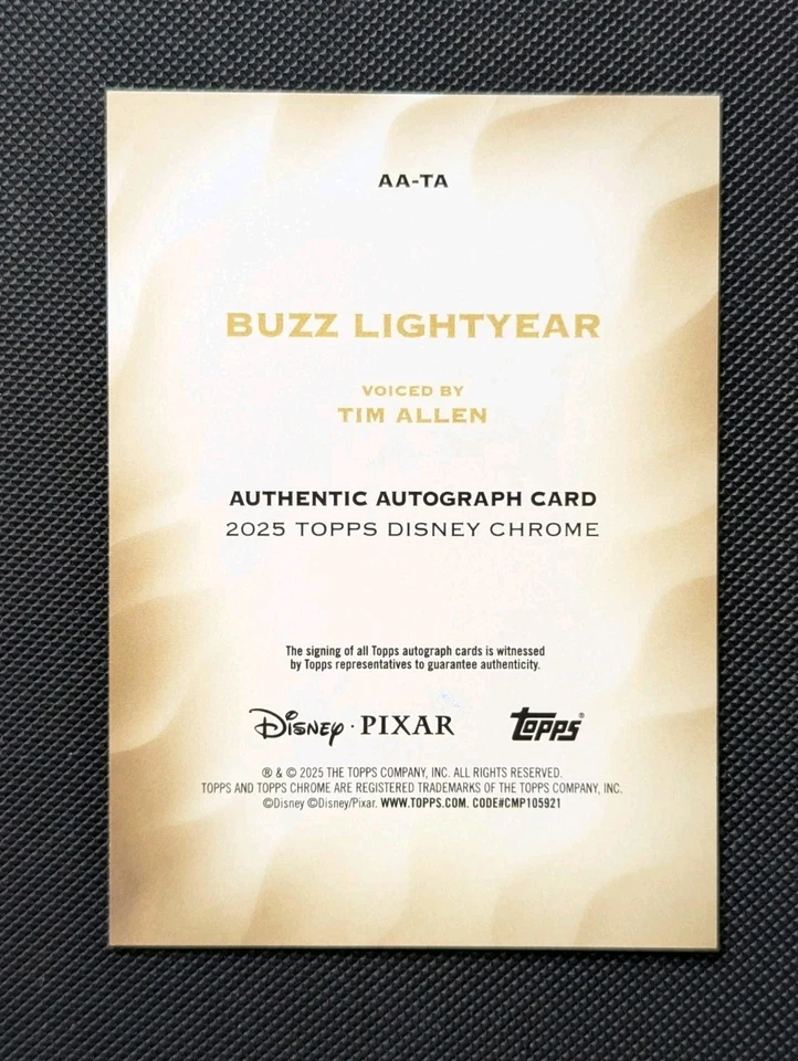 2025 Topps Chrome Disney BUZZ LIGHTYEAR Voiced By TIM ALLEN AUTO Autograph SSP - Image 3 of 4