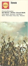 1968 SHELL OIL Road Map IOWA Cedar Rapids Sioux City Des Moines Davenport Moline