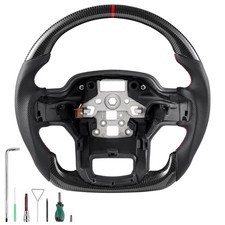 Steering Wheel for 2021-2024 Ford F150, Carbon Fiber Steering Wheel D-Shap