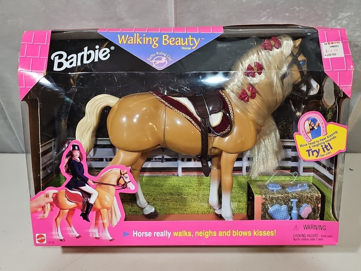 Vintage 1998 Barbie Riding Club Walking Beauty Horse Mattel