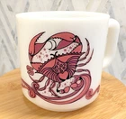 Vintage Cancer Zodiac Sign Milk Glass Coffee Mug 1976 KMA Zodiac Sign by Beverly