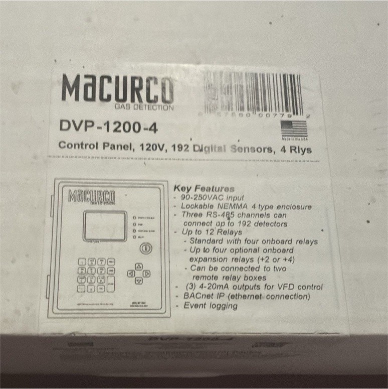 Macurco DVP-1200-4 Gas Detection Control Panel MPN 70-0714-0315-2