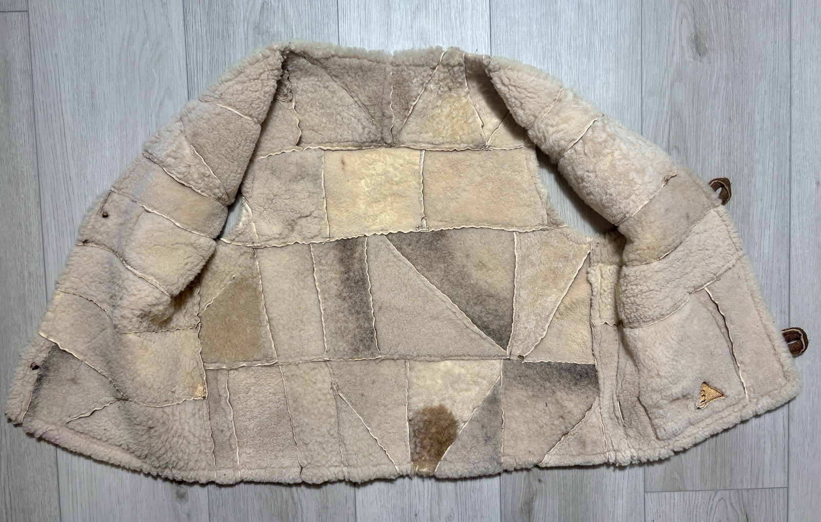 Vintage 70s Shearling Patchwork Vest Western Ranc… - image 4