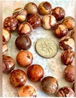 12mm Jasper Bead Necklace- knotted- w/14k Clasp - 18” long + 14k hoop charms — photo 8