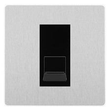 Image of BG Evolve Brushed Steel Single RJ11 Telephone Socket PCDBSRJ111 - Black Insert