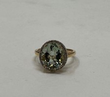 Green amethyst with diamond halo 14kt gold si...