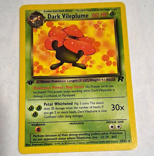 Nintendo Pokemon TCG Dark Vileplume Team Rocket Rare 13/82 1st Ed Eng 60HP 1999