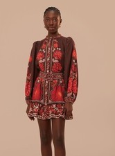 FARM RIO Gigi Tapestry Mini Dress Women's Size M Brown