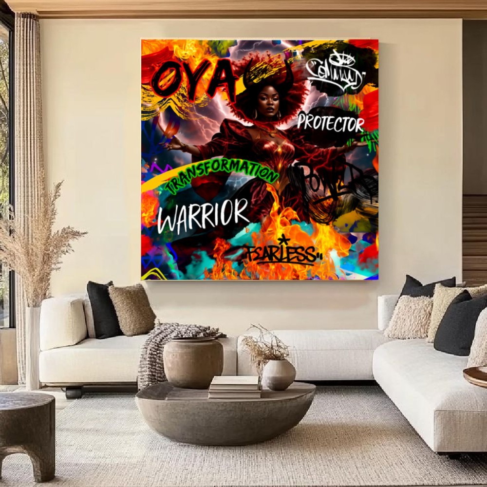 Oya orisha canvas wall art – african spiritual goddess of rebirth and war