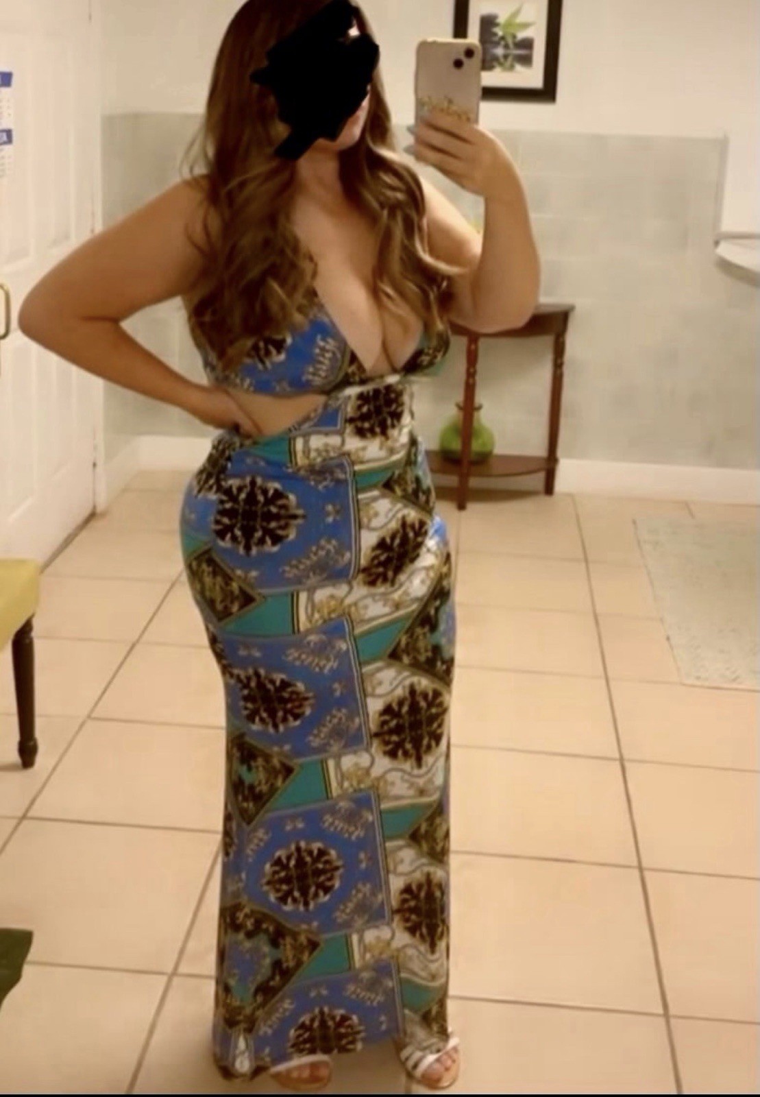 Large Fashion Nova Patterned Multi Colored Maxi D… - image 1