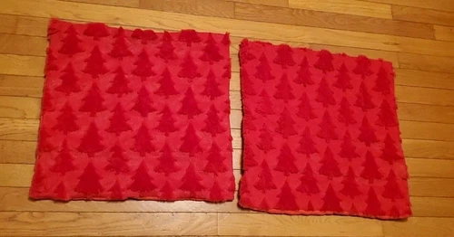 UGASA Christmas Tree Set Of 2 Pillow Covers Soft Plush Faux Fur 18" X 18"